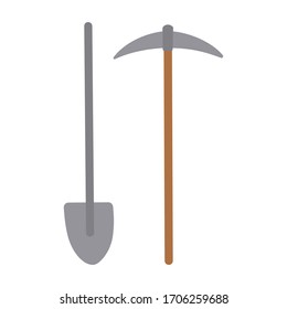 Coal mining and pickaxe for coal and minerals on white background. Vector illustration EPS 10.