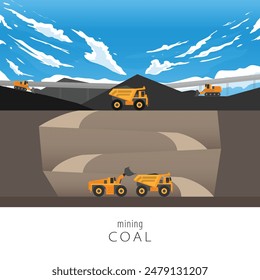 coal mining with coal truck and coal yard