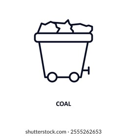 coal outline icon.  Thin line icon from ecology collection. Editable vector isolated on white background