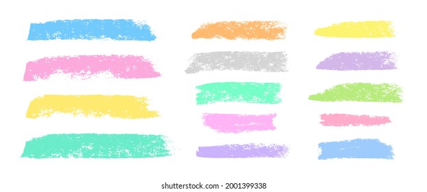 Los lápices de carbón trazan la colección vectorial de grunge. Lápiz de carbón, líneas coloridas. Marca la textura. Grunge muy detallado. Coloridas pinceladas pastel.