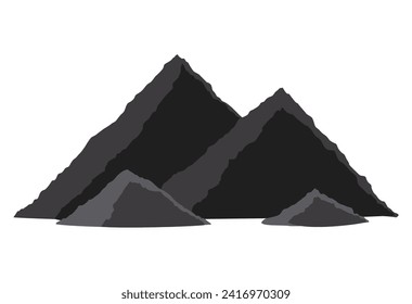 Coal pile from mining plant. Industrial coal for power station, fossil fuel. Vector illustration isolated on white background svg
