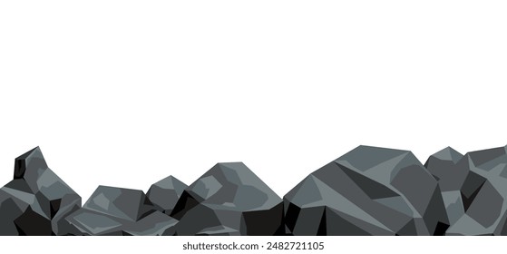 Coal pile rock solid banner concept. Vector flat graphic design illustration