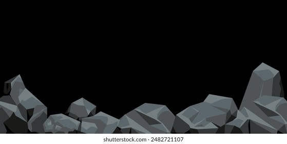 Coal pile rock solid banner concept. Vector flat graphic design illustration