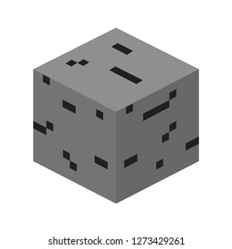 Coal pixel isometric cobblestone vector