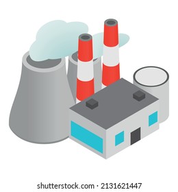 Coal plant icon isometric vector. Modern coal factory, industrial building icon. Powerstation, heavy industry, generating electricity