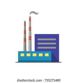 Coal power plant icon in flat style. Non-renewable energy industrial concept. Fossil fuel energy symbol isolated on white background.