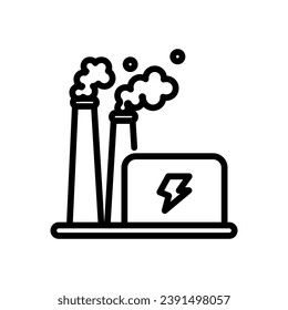 coal power plant icon vector in line style