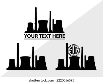 Coal Power Plant SVG Printable Vector Illustration