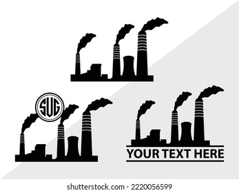 Coal Power Plant SVG Printable Vector Illustration