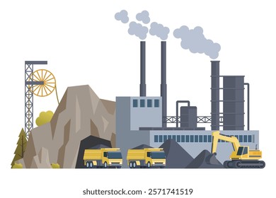 Coal Power Plant Vector Illustration. Fully Editable and Scalable Design