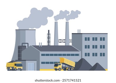 Coal Power Plant Vector Illustration. Fully Editable and Scalable Design