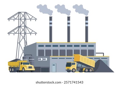Coal Power Plant Vector Illustration. Fully Editable and Scalable Design