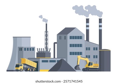 Coal Power Plant Vector Illustration. Fully Editable and Scalable Design
