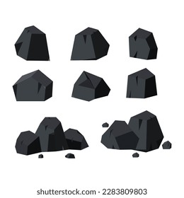 Coal rock icon illustration for raw materials for energy sources