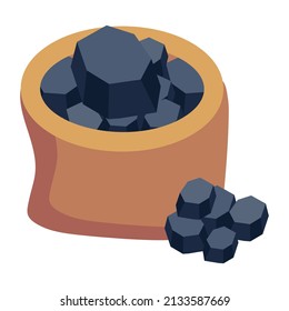 A coal sack isometric icon download

