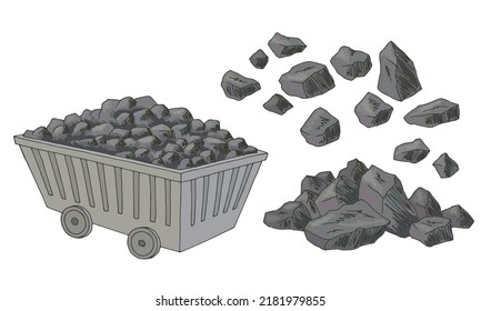 Coal set graphic color isolated sketch illustration vector