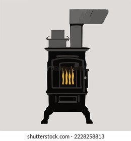 Coal Stove Illustration Vector Cartoon Drawing