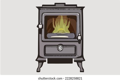 Coal Stove Illustration Vector Cartoon Drawing