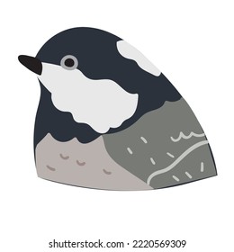 Coal tit. Hand drawn flat vector illustration on white background.