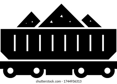 Das schwarze Symbol für den Kohlezug auf weißem Hintergrund