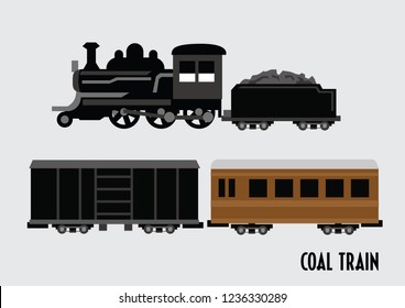 coal train old vector  illustration