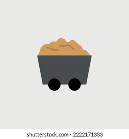 coal transportation trolley cart mining vector icon