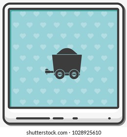 Coal trolley flat vector icon.