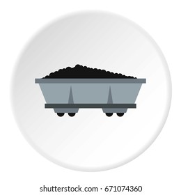 Coal trolley icon in flat circle isolated vector illustration for web