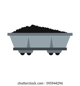 Coal trolley icon in flat style isolated on white background vector illustration