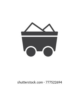 Coal trolley icon vector, filled flat sign, solid pictogram isolated on white. Wheelbarrow symbol, logo illustration