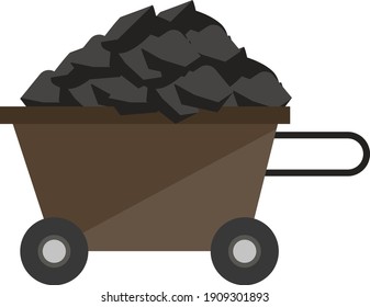 Coal trolley, illustration, vector on a white background.