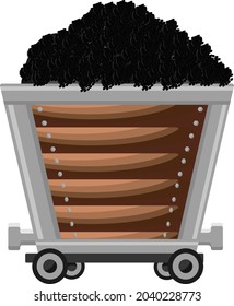 Carro de carbón, ilustración, vector sobre fondo blanco.