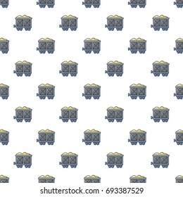 Coal trolley pattern in cartoon style. Seamless pattern vector illustration