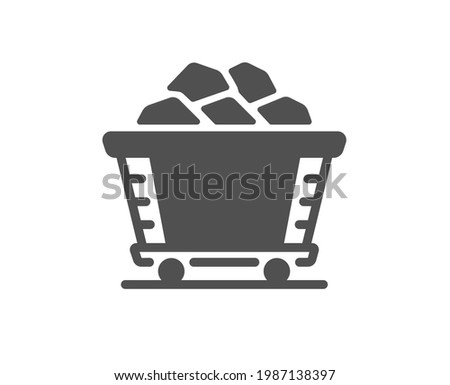 Coal trolley simple icon. Mine wagon sign. Stone or Rock cart symbol. Classic flat style. Quality design element. Simple coal trolley icon. Vector