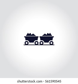 Coal Trolley  Vector Icon.