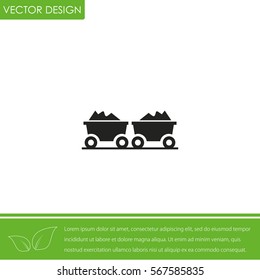 Coal Trolley  Vector Icon.