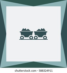 Coal trolley  Vector Icon.