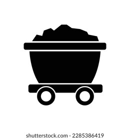 Coal trolley vector icon design. mine wagon icon. isolated on white background. vector illustration