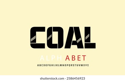 Coal vector font alphabet with numbers