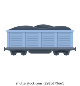 Vector de caricatura de icono del vagón de carbón. Carga de tren. Metal de energía
