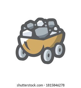 Coal Wagon Ore Cart Vector icon Cartoon illustration
