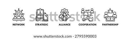 Coalition banner web icon illustration concept with icon of network, strategic, alliance, cooperation, and partnership