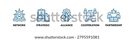 Coalition banner web icon illustration concept with icon of network, strategic, alliance, cooperation, and partnership