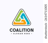 Coalition logo design template. Cooperation, merge and teamwork logo vector