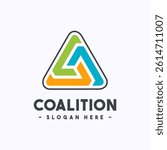 Coalition logo design template. Cooperation, merge and teamwork logo vector