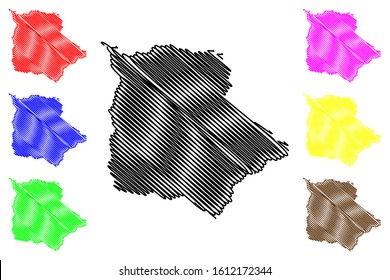 Coamo municipality (Commonwealth of Puerto Rico, Porto Rico, PR, Unincorporated territories of the United States) map vector illustration, scribble sketch Coamo map