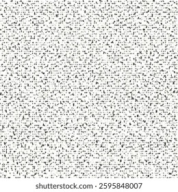 Coarse canvas with broken fibers visible on the surface of the material. Rough flecked fabric texture. Seamless pattern. Black on white graphics.