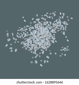 Coarse Crystals Of Salt Are Scattered On A Table. Vector Illustration Isolated On Dark Background