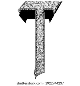 Coarse stone gothic style letter isolated on white background.