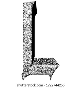 Grosser, gotischer Stein, Buchstabe einzeln auf weißem Hintergrund.